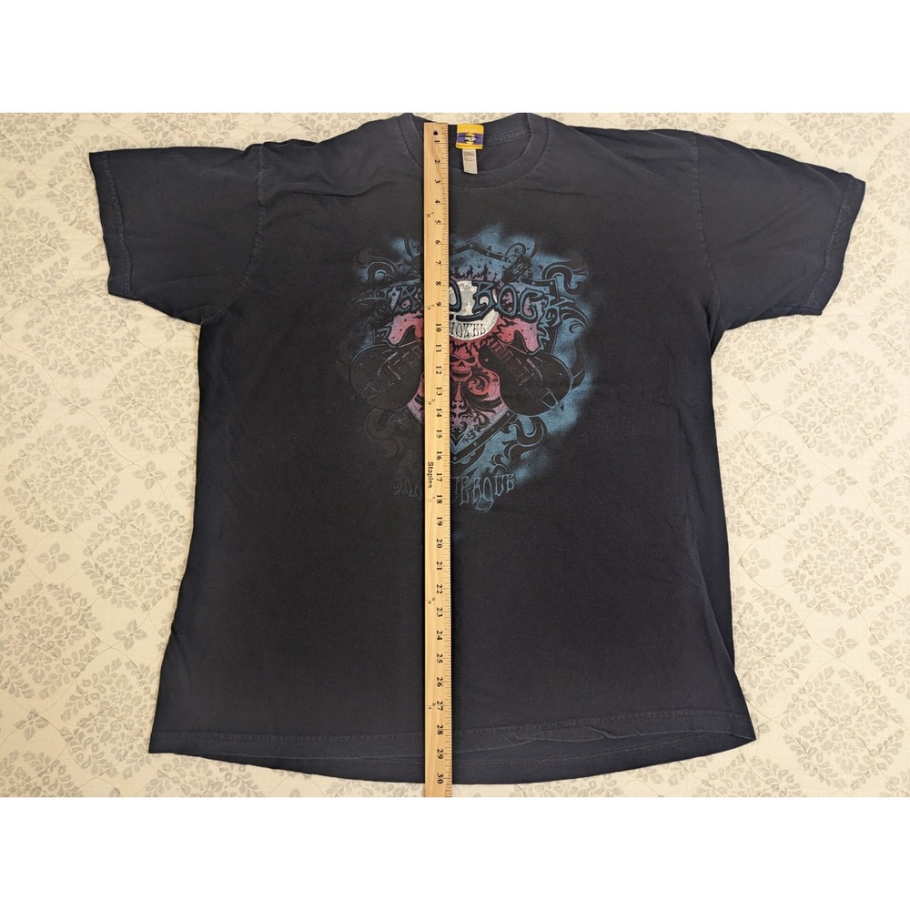Y2K VTG OOP Hard Rock Hotel Albuquerque Mens T-Shirt Blk 2XL Skull Guitars Punk - Picture 4 of 5